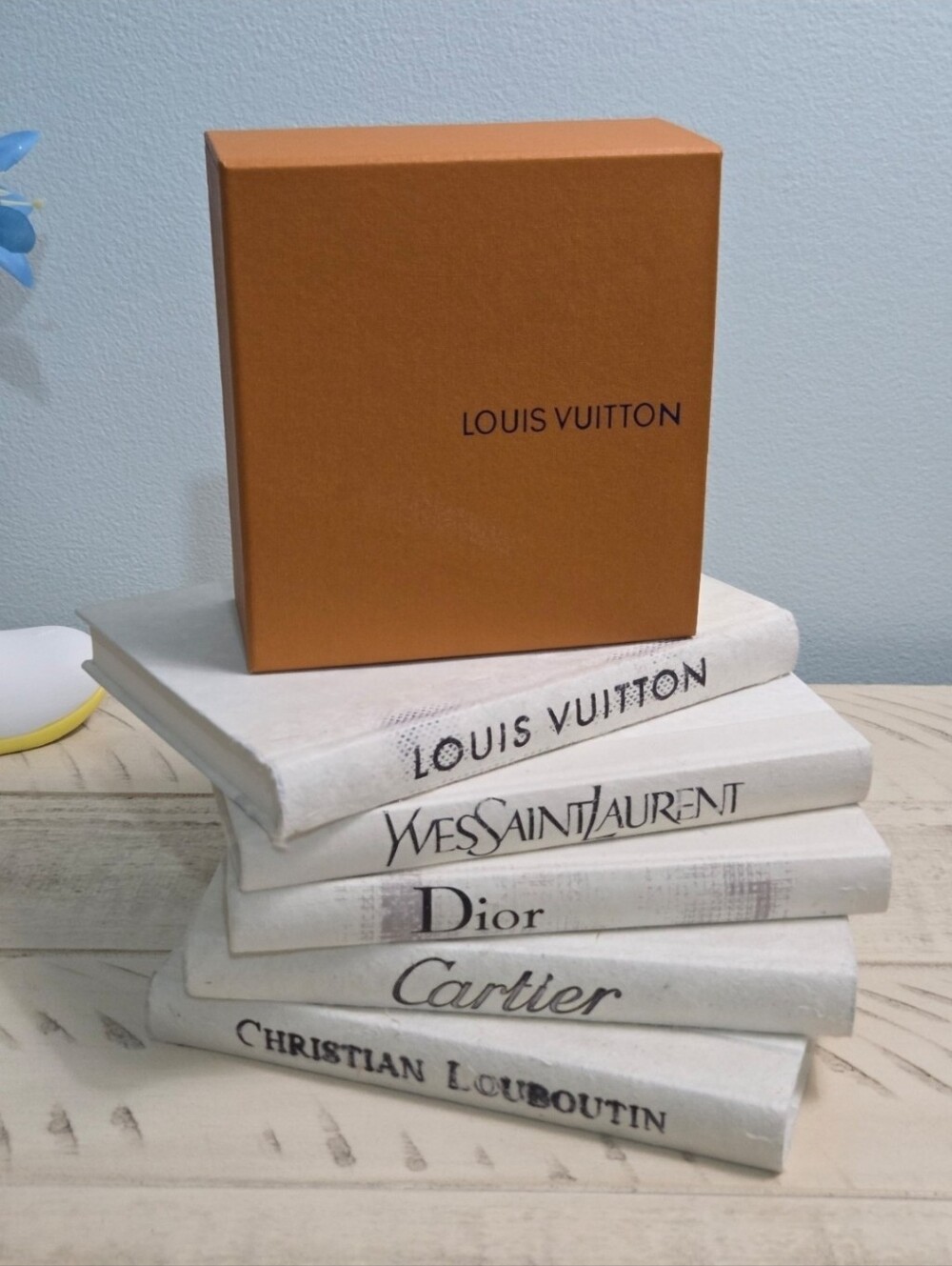 High-Fashion Theme Coffee Table Book & Box Stack —EUC